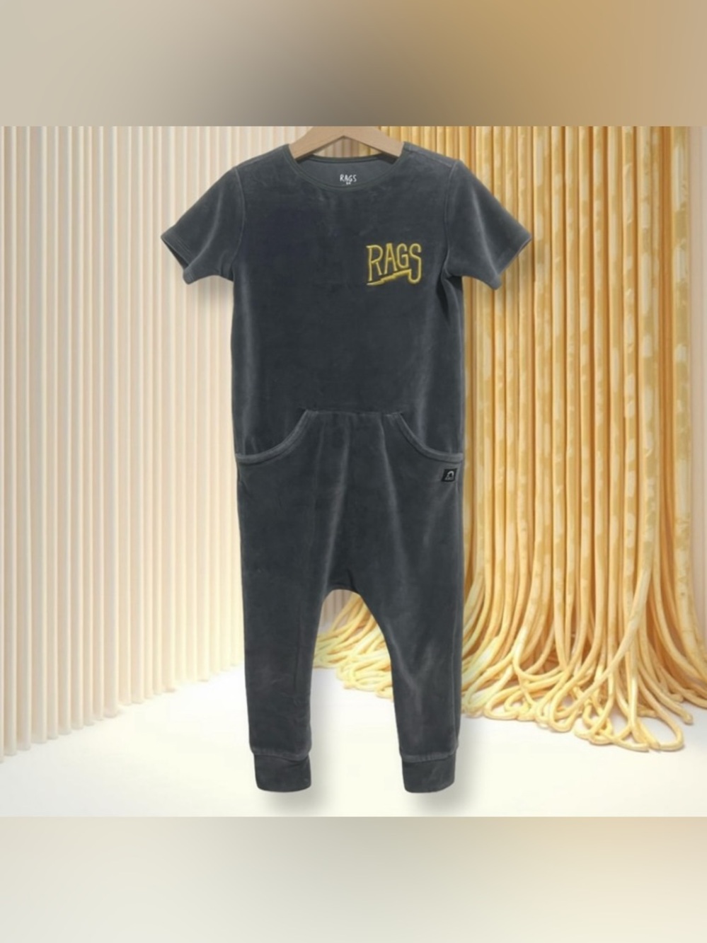 RAGS Kids Charcoal Short-Sleeve Romper with Pocket